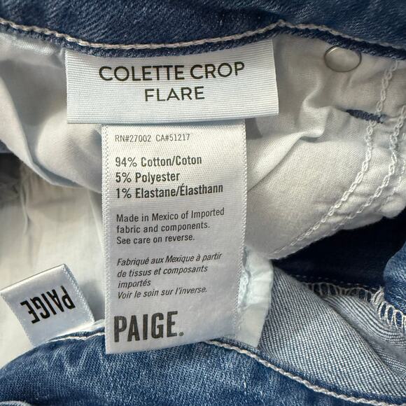 Paige Colette Crop Flare Jeans Raw Hem Casual Boho Minimalist Chic Denim Sz 32 - Picture 8 of 8